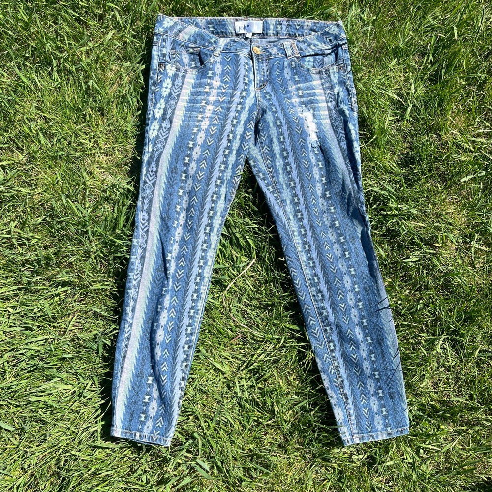 Jolt Blue Skinny Jeans with Vertical Stripes